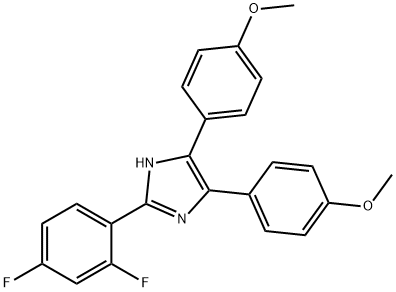 2-(2,4-ジフルオロフェニル)-4,5-ビス(4-メトキシフェニル)-1H-イミダゾール 化学構造式