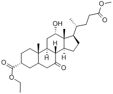 3α-エトキシカルボニル-12α-ヒドロキシ-7-オキソコラン-24-酸メチル 化学構造式