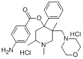 4-Piperidinol, 5-morpholinomethyl-4-phenyl-1,2,5-trimethyl-, p-aminobe nzoate, dihydrochloride Struktur