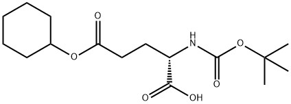 N-(tert-ブトキシカルボニル)-L-グルタミン酸 5-シクロヘキシル 化学構造式
