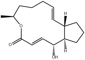 (1R,2E,6S,10E,11aS,14aR)-1,6,7,8,9,11a,12,13,14,14a-デカヒドロ-1-ヒドロキシ-6-メチル-4H-シクロペンタ[f]オキサシクロトリデシン-4-オン 化学構造式