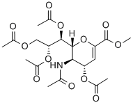 (2R,3R,4S)-3-乙酰氨基-4-乙酰氧基-2-((1R,2R)-1,2,3-三乙酰氧基丙基)-3,4-二氢-2H-吡喃-6-羧酸甲酯, 73960-72-2, 结构式