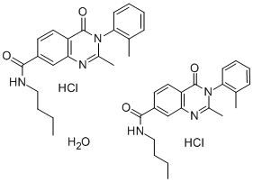 7-Quinazolinecarboxamide, 3,4-dihydro-N-butyl-2-methyl-3-(2-methylphen yl)-4-oxo-, hydrochloride, hydrate (2:2:1) 结构式