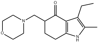 3-乙基-2-甲基-5-(吗啉-4-基甲基)-1,5,6,7-四氢吲哚-4-酮, 7416-34-4, 结构式
