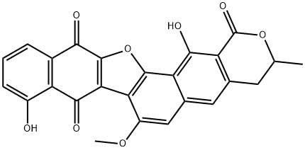 3,4-ジヒドロ-9,15-ジヒドロキシ-7-メトキシ-3-メチル-1H-ナフト[2'',3'':4',5']フロ[3',2':7,8]ナフト[2,3-c]ピラン-1,8,13-トリオン 化学構造式