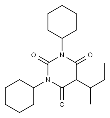 5-sec-ブチル-1,3-ジシクロヘキシル-2,4,6(1H,3H,5H)-ピリミジントリオン 化学構造式