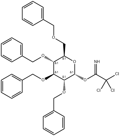 2,3,4,6-四-O-苄基-Α-D-吡喃葡萄糖基三氯乙酰亚胺酯, 74808-09-6, 结构式