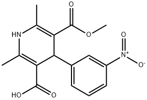 1,4-ジヒドロ-2,6-ジメチル-4-(3-ニトロフェニル)ピリジン-3,5-ジカルボン酸5-メチル 化学構造式