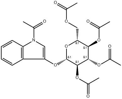 1-O-(1-アセチル-1H-インドール-3-イル)-β-D-グルコピラノース2,3,4,6-テトラアセタート 化学構造式