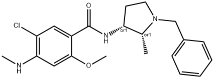 顺-5-氯-2-甲氧基-4-(甲基氨基)-N-[2-甲基-2-(苯基甲基)-3-吡咯烷基]苯甲酰胺 结构式