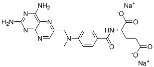 sodium N-[4-[[(2,4-diamino-6-pteridinyl)methyl]methylamino]benzoyl]-L-glutamate  Struktur