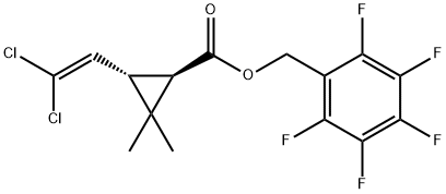 (1R,3R)-3-(2,2-ジクロロエテニル)-2,2-ジメチルシクロプロパンカルボン酸(ペンタフルオロフェニル)メチル 化学構造式