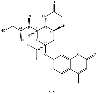 N-乙酰基-2-O-(4-甲基-2-氧代-2H-1-苯并吡喃-7-基)-ALPHA-神经氨酸一钠盐 结构式