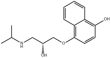 (R)-1-[(1-メチルエチル)アミノ]-3-(4-ヒドロキシナフタレン-1-イルオキシ)-2-プロパノール 化学構造式