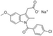 1-(4-クロロベンゾイル)-5-メトキシ-2-メチル-1H-インドール-3-酢酸ナトリウム 化学構造式