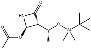(3R,4R)-4-アセトキシ-3-[(R)-(tert-ブチルジメチルシリルオキシ)エチル]-2-アゼチジノン 化学構造式
