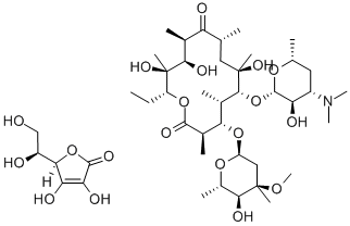 (2R)-2-[(1S)-1,2-dihydroxyethyl]-4,5-dihydroxy-furan-3-one, (3R,4S,5S, 6R,7R,9R,11R,12R,13R,14R)-6-[(2S,3R,4S,6R)-4-dimethylamino-3-hydroxy-6 -methyl-oxan-2-yl]oxy-14-ethyl-7,12,13-trihydroxy-4-[(2S,4R,5S,6S)-5-h ydroxy-4-methoxy-4,6-dimethyl-oxan-2-yl]oxy-3,5,7,9,11,13-hexamethyl-1 -oxacyclotetradecane-2,10-dione Structure