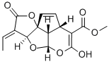 (3aS,3E,4aα,7aα,9aS,9bα)-3-エチリデン-3,3a,7a,9b-テトラヒドロ-2-オキソ-2H,4aH-1,4,5-トリオキサ-1H-ジシクロペンタ[a,hi]インデン-7-カルボン酸メチル 化学構造式