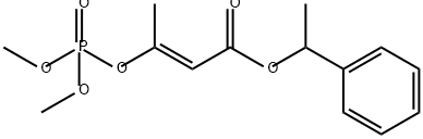 (E)-3-[(ジメトキシホスフィニル)オキシ]-2-ブテン酸1-フェニルエチル 化学構造式
