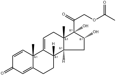21-(アセチルオキシ)-16α,17-ジヒドロキシプレグナ-1,4,9(11)-トリエン-3,20-ジオン 化学構造式