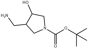 3-(アミノメチル)-4-ヒドロキシピロリジン-1-カルボン酸TERT-ブチル 化学構造式