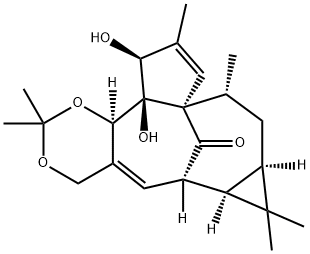 (6R)-6,6aβ,7aβ,8,9,12,12a,12bβ-Octahydro-12α,12aα-dihydroxy-2,2,7,7,9β,11-hexamethyl-7H-6β,9aβ-methano-4H-cyclopenta[9,10]cyclopropa[5,6]cyclodeca[1,2-d]-1,3-dioxin-13-one|巨大戟醇-5,20-缩丙酮