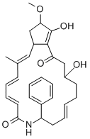 (1Z,3E,5E,9S,11E,15S,19S,20aR)-8,9,10,13,14,15,16,19,20,20a-デカヒドロ-15,18-ジヒドロキシ-2-メチル-19-メトキシ-9-フェニルシクロペンタ[i]アザシクロノナデシン-7,17-ジオン 化学構造式