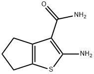 2-アミノ-5,6-ジヒドロ-4H-シクロペンタ[B]チオフェン-3-カルボン酸アミド 化学構造式