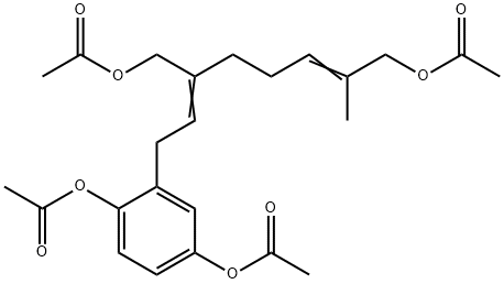 二酢酸2-[8-(アセチルオキシ)-3-[(アセチルオキシ)メチル]-7-メチル-2,6-オクタジエニル]-1,4-フェニレン 化学構造式