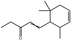 1-(2,6,6-トリメチル-3-シクロヘキセン-1-イル)-1-ペンテン-3-オン 化学構造式