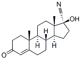 (17R)-17α-ヒドロキシ-3-オキソアンドロスタ-4-エン-17-カルボニトリル 化学構造式