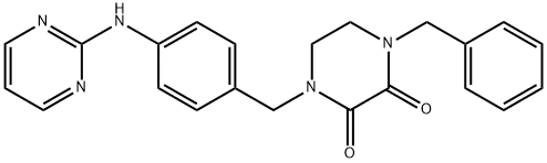 1-(Phenylmethyl)-4-((4-(2-pyrimidinylamino)phenyl)methyl)-2,3-piperazi nedione Structure