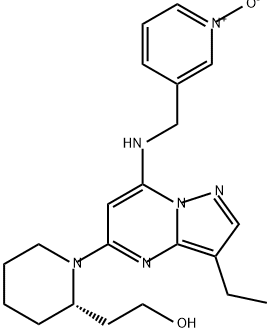 (2S)-1-[3-乙基-7-[[(1-氧代-3-吡啶基)甲基]氨基]吡唑并[1,5-A]嘧啶-5-基]-2-哌啶乙醇, 779353-01-4, 结构式