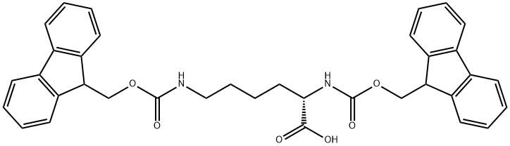 Nα,Nε-ビス[(9H-フルオレン-9-イルメトキシ)カルボニル]-L-リジン 化学構造式