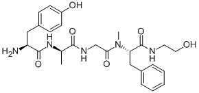 L-酪氨酰-D-丙氨酰甘氨酰-N-(2-羟基乙基)-NALPHA-甲基-L-苯丙氨酰胺, 78123-71-4, 结构式