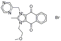 4,9-二氢-1-(2-甲氧基乙基)-2-甲基-4,9-二氧代-3-(2-吡嗪甲基)-1H-萘并[2,3-D]咪唑溴化物 结构式