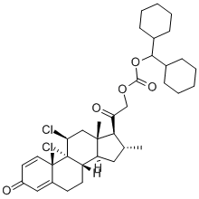 9,11β-ジクロロ-21-[[(ジシクロヘキシルメトキシ)カルボニル]オキシ]-16α-メチルプレグナ-1,4-ジエン-3,20-ジオン 化学構造式