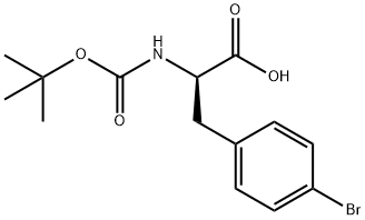 N-(tert-ブトキシカルボニル)-4-ブロモ-D-フェニルアラニン 化学構造式
