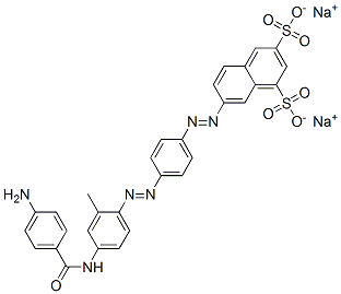 disodium 7-[[4-[[4-[(4-aminobenzoyl)amino]-o-tolyl]azo]phenyl]azo]naphthalene-1,3-disulphonate Structure