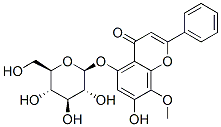 4H-1-Benzopyran-4-one, 5-(beta-D-glucopyranosyloxy)-7-hydroxy-8-methox y-2-phenyl- Struktur