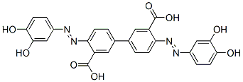 4,4'-ビス[(3,4-ジヒドロキシフェニル)アゾ]-1,1'-ビフェニル-3,3'-ジカルボン酸 化学構造式