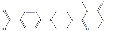 Benzoic acid, 4-(4-((((dimethylamino)carbonyl)methylamino)carbonyl)-1- piperazinyl)-, hydrate (4:1) Structure