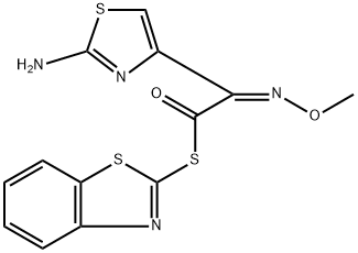 S-2-Benzothiazolyl 2-amino-alpha-(methoxyimino)-4-thiazolethiolacetate Structure