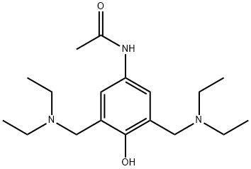 N-[3,5-ビス[(ジエチルアミノ)メチル]-4-ヒドロキシフェニル]アセトアミド 化学構造式