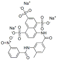 8-[[4-メチル-3-[(3-ニトロベンゾイル)アミノ]ベンゾイル]アミノ]-1,3,5-ナフタレントリスルホン酸トリナトリウム 化学構造式