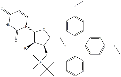5'-O-(4,4'-DiMethoxytrityl)-3'-O-t-butyldiMethylsilyl uridine Structure