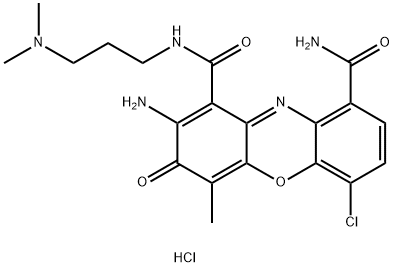 3H-Phenoxazine-1,9-dicarboxamide, 2-amino-6-chloro-N1-(3-(dimethylamin o)propyl)-4-methyl-3-oxo-, monohydrochloride Struktur