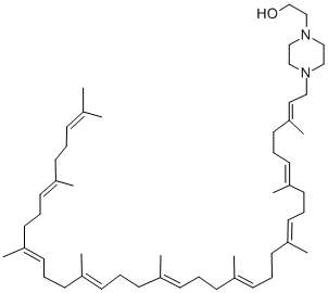1-Piperazineethanol, 4-(3,7,11,15,19,23,27,31,35-nonamethyl-2,6,10,14, 18,22,26,30,34-hexatriacontanonaenyl)-, (all-E)- Structure