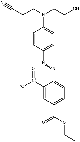 4-[[4-[(2-シアノエチル)(2-ヒドロキシエチル)アミノ]フェニル]アゾ]-3-ニトロ安息香酸エチル 化学構造式