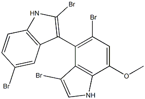 (+)-2,3',5,5'-Tetrabromo-7'-methoxy-3,4'-bi[1H-indole] 结构式